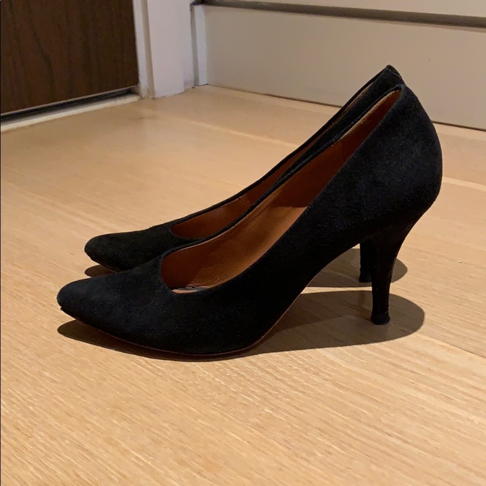 Celine black suede heels